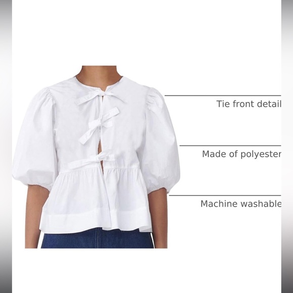 Elegant White Puff Sleeve Blouse - Picture 5 of 6